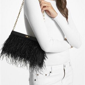 Michael Kors Tabitha Large Feather Embellished Clutch